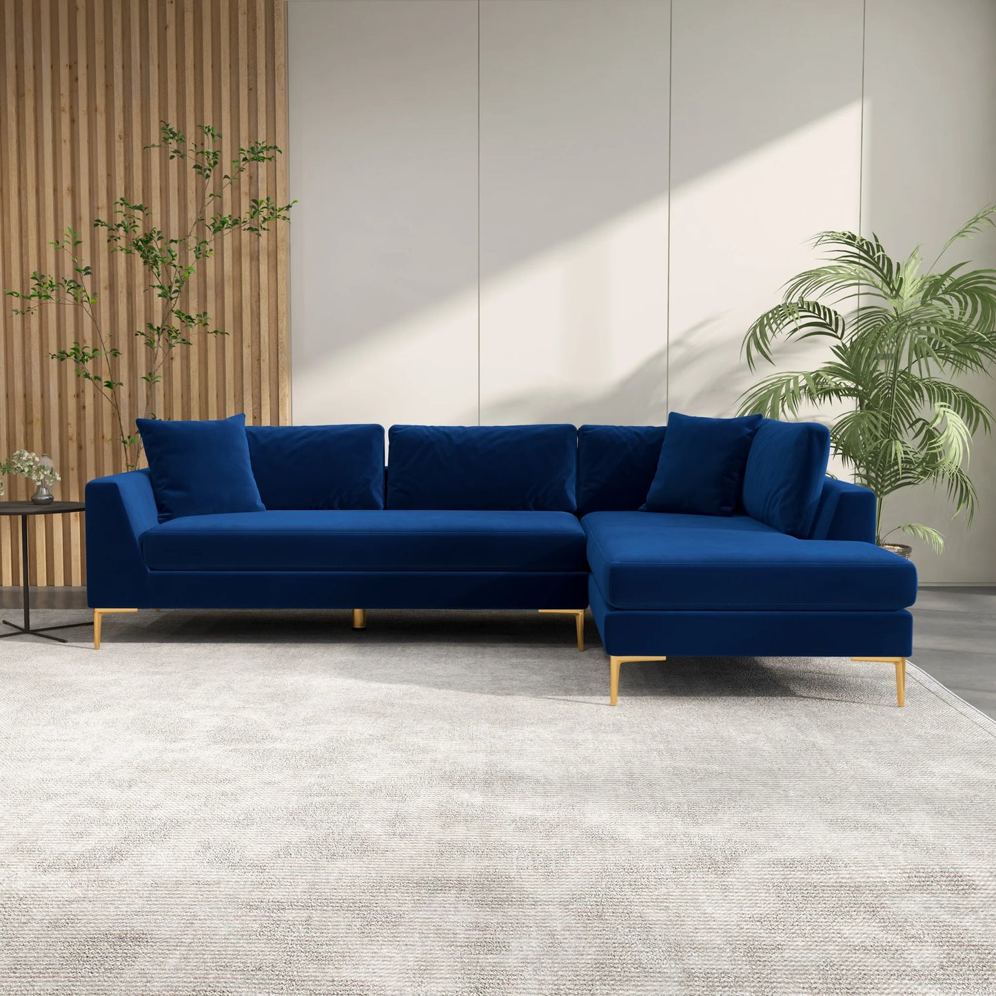 Milo Sectional Sofa (Blue) Right Chaise