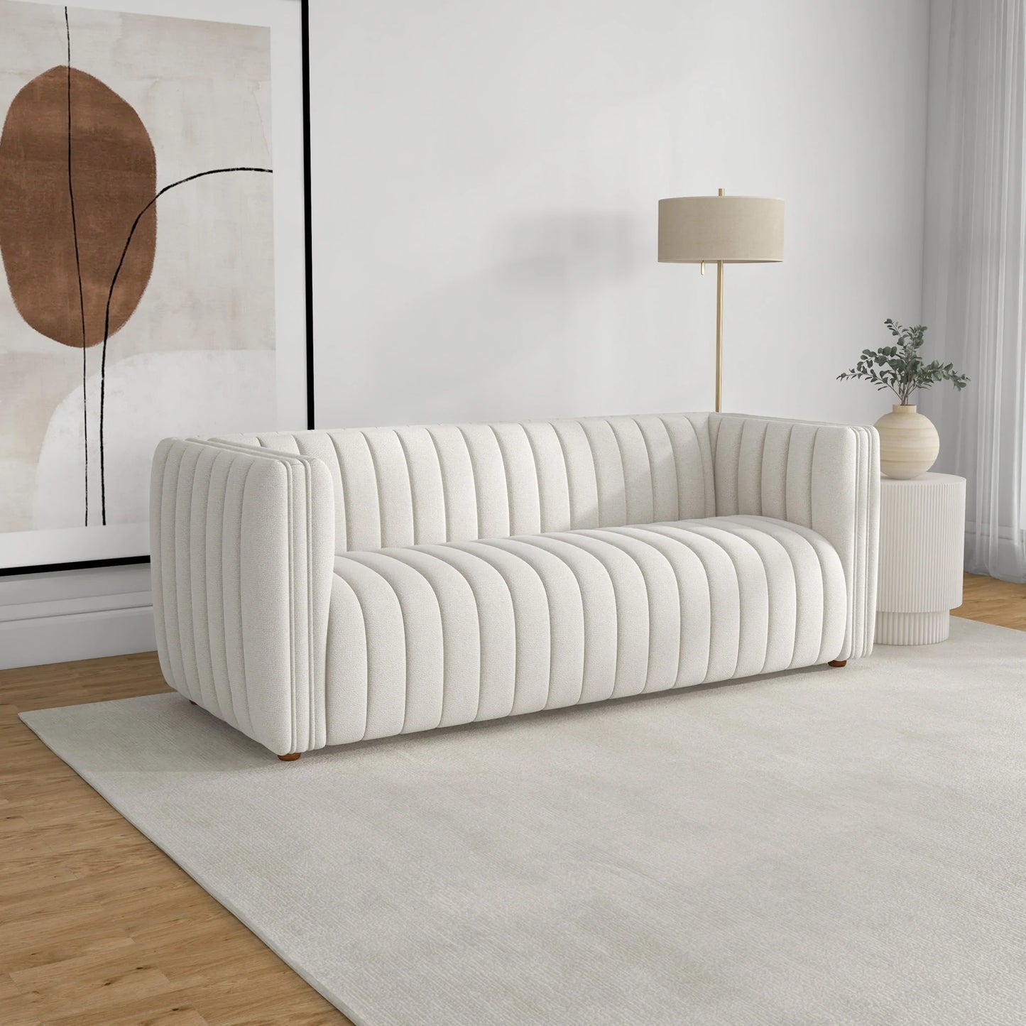 Rosslyn Sofa (White Boucle Fabric)