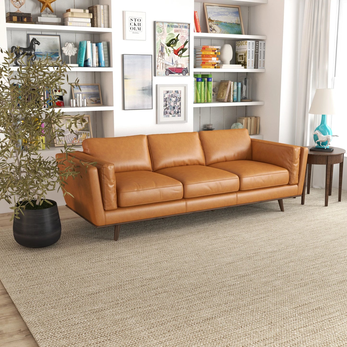 Ferre Leather Sofa (Tan)