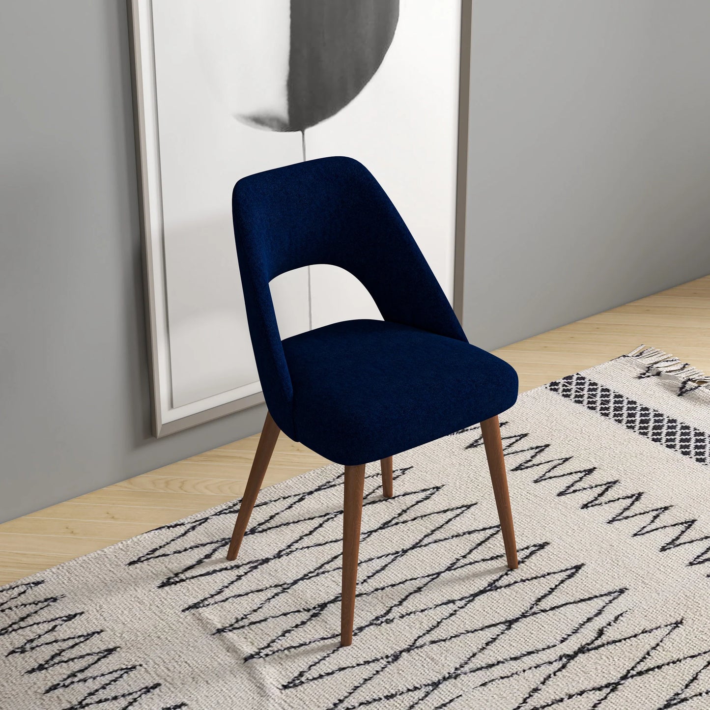 Ariana Modern Dining Chair (Navy Blue Boucle)