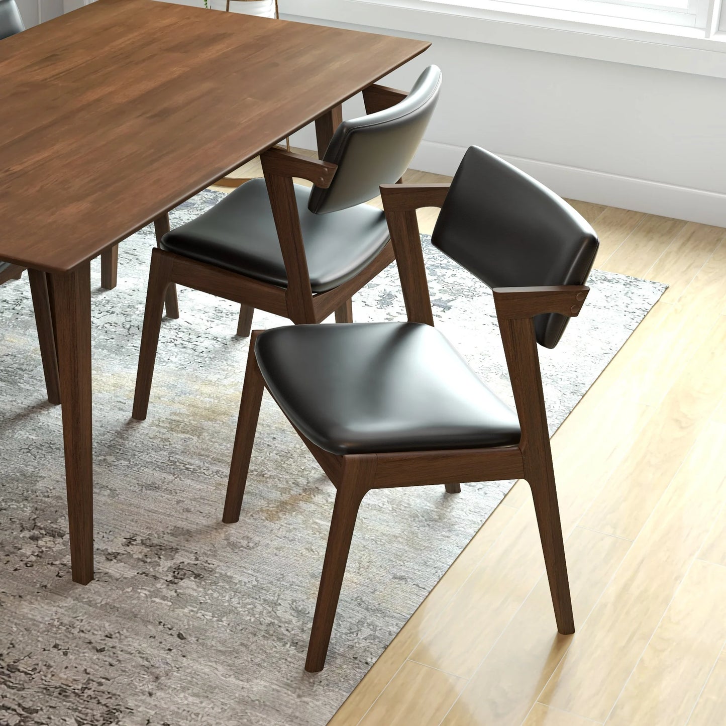 Ricco Dining Chair (Black Leather)