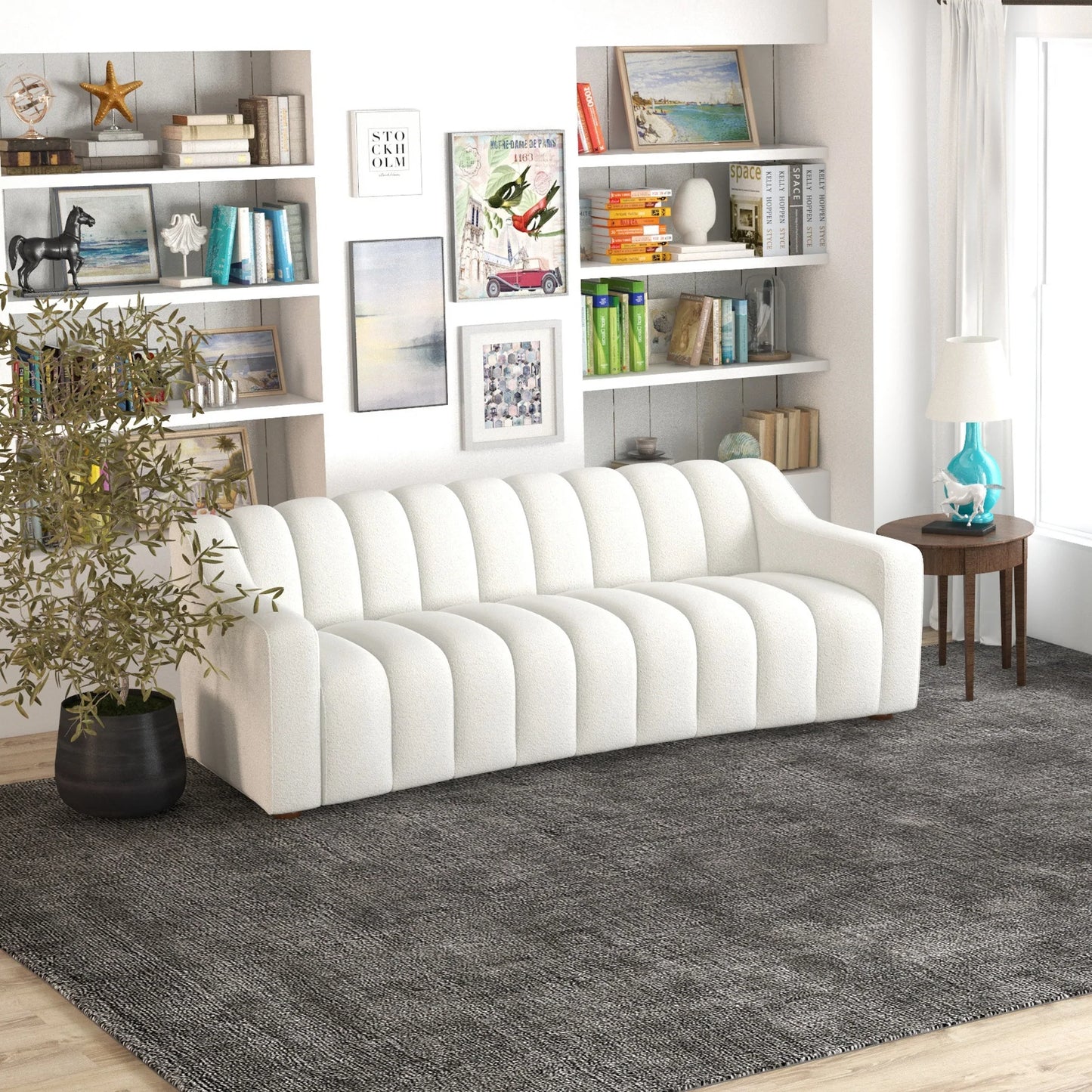Bari Sofa (White Boucle Fabric)