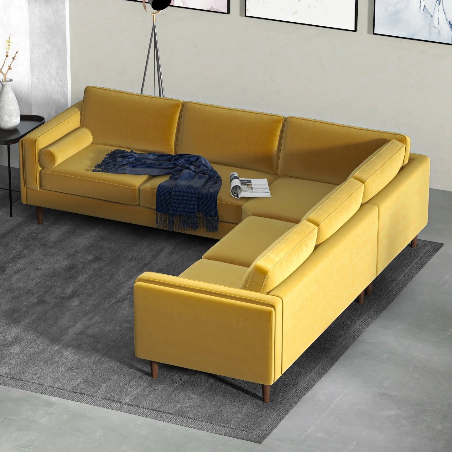 Fordham Symmetrical Corner Sofa (Gold Velvet)