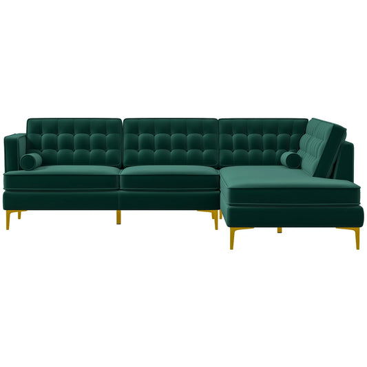 Caleb Sectional Sofa (Green Velvet) Right Chaise