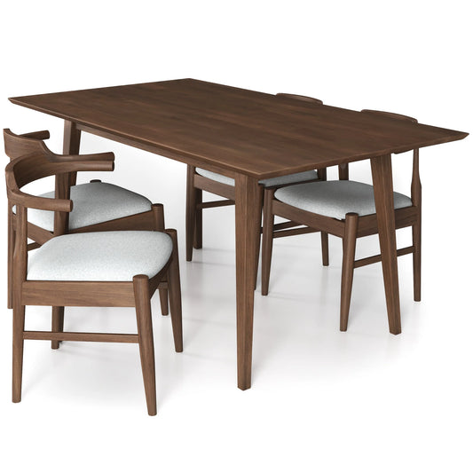 Adira (Large - Walnut) Dining Set with 4 Zola (Grey) Dining Chairs