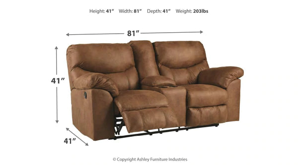 Boxberg Bark Reclining Loveseat with Console | 3380294