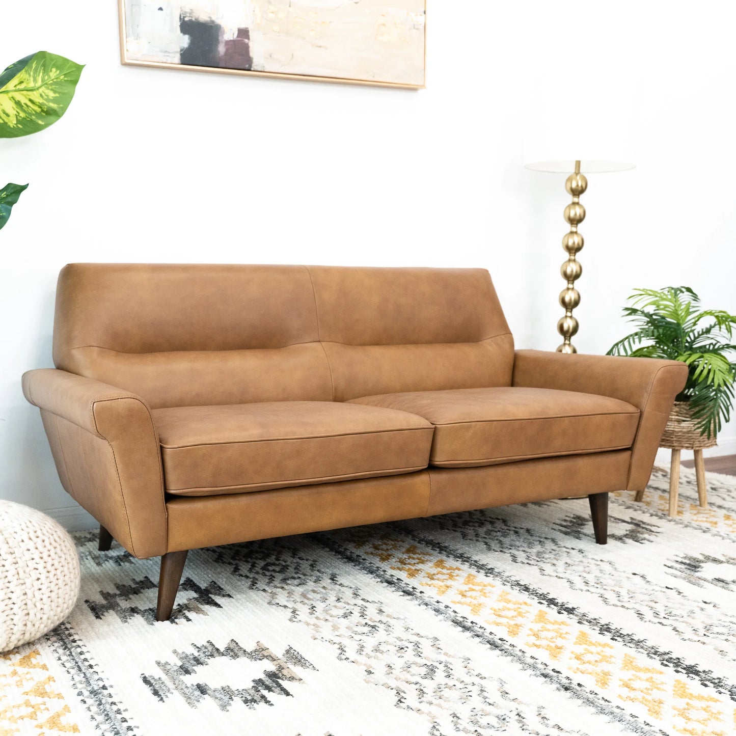 Pena Leather Sofa (Tan)