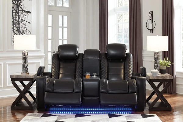 Party Time Midnight Power Reclining Loveseat with Console | 3700318