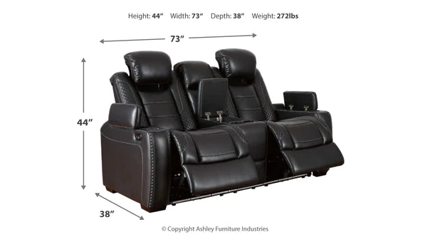 Party Time Midnight Power Reclining Loveseat with Console | 3700318