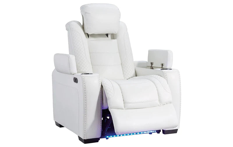Party Time White Power Recliner | 3700413