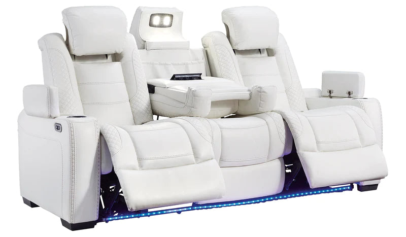 Party Time White Power Reclining Sofa | 3700415