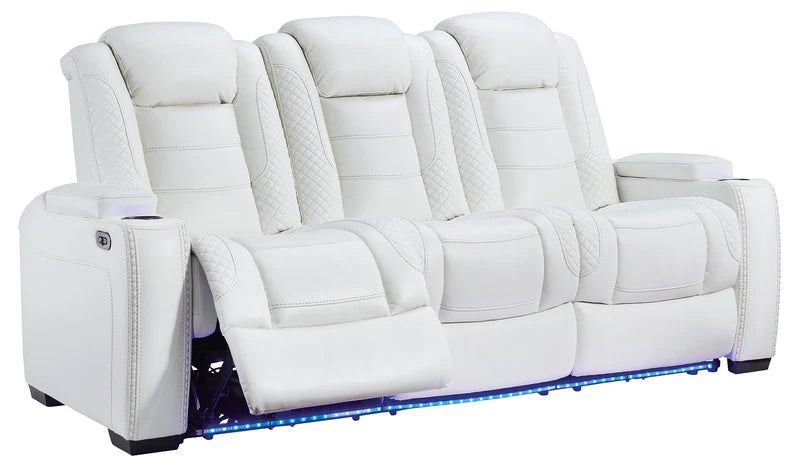 Party Time White Power Reclining Sofa | 3700415