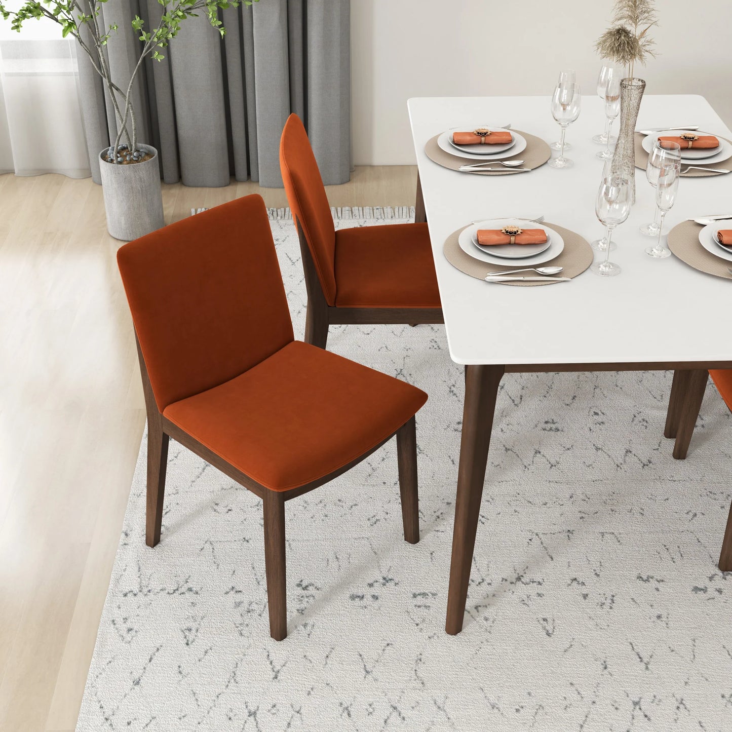 Virginia Dining Chair (Burnt Orange Velvet)