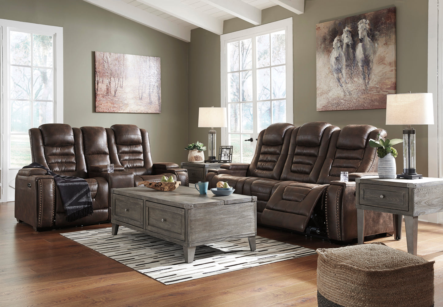 Game Zone Power Reclining Sofa and Loveseat - PKG001191