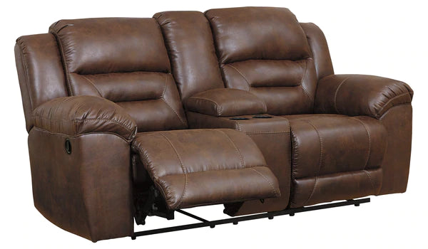 Stoneland Chocolate Reclining Loveseat with Console | 3990494