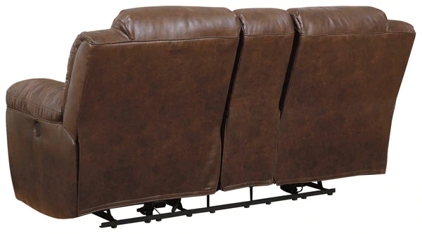 Stoneland Chocolate Reclining Loveseat with Console | 3990494