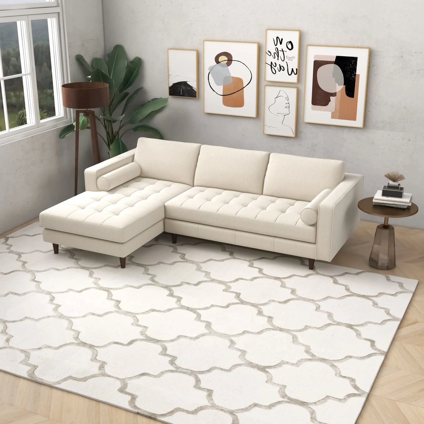 Daphne Cream Boucle L Shape Sectional Sofa (Left Facing)