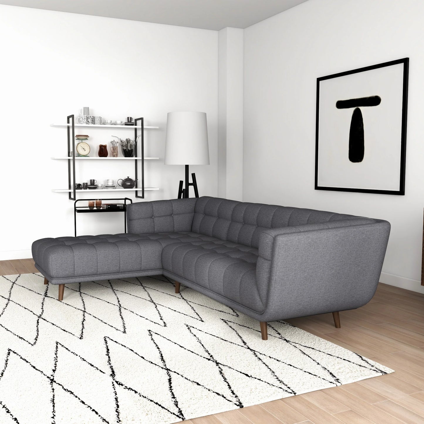 Kano Sectional Sofa (Dark Gray - Left Facing Chaise)