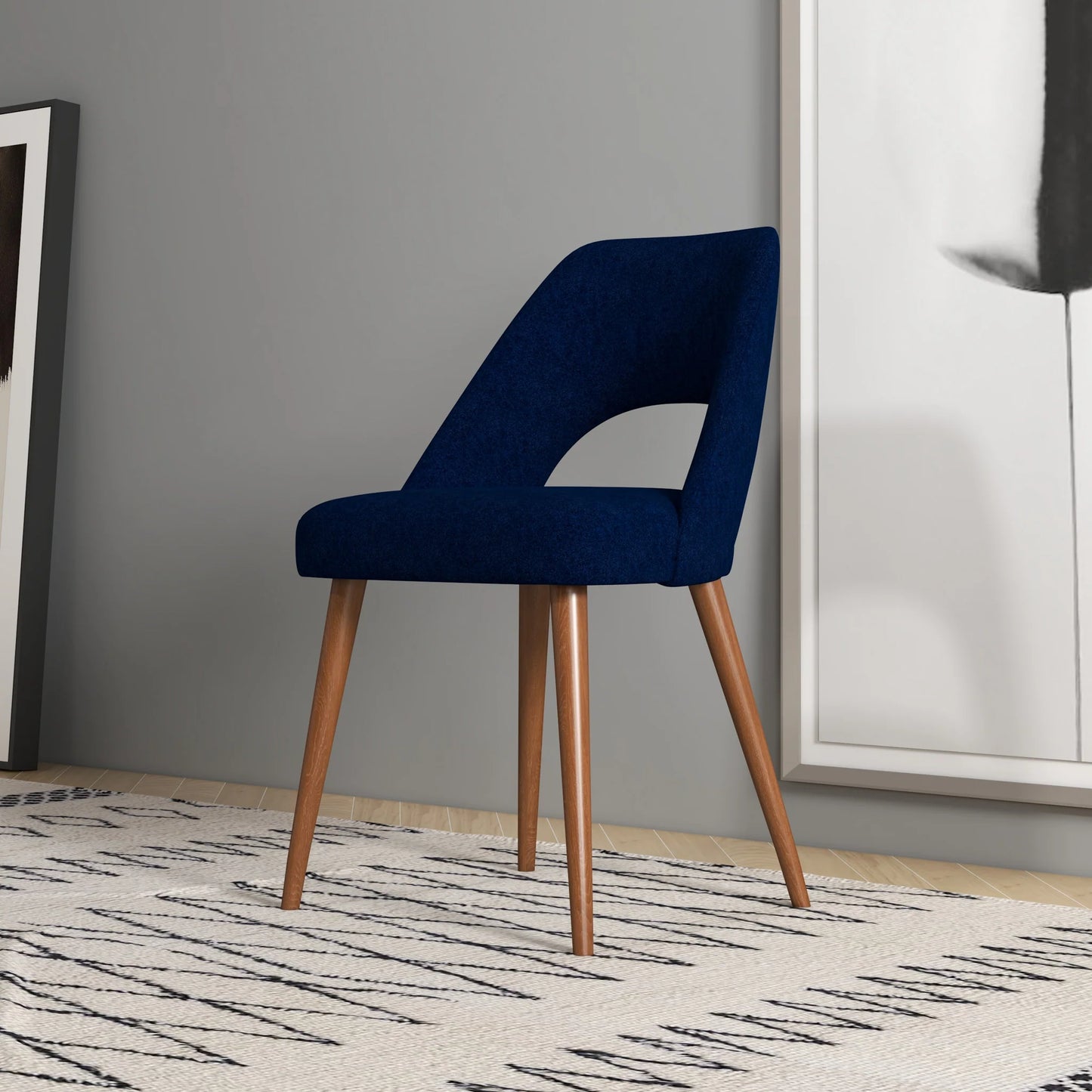 Ariana Modern Dining Chair (Navy Blue Boucle)