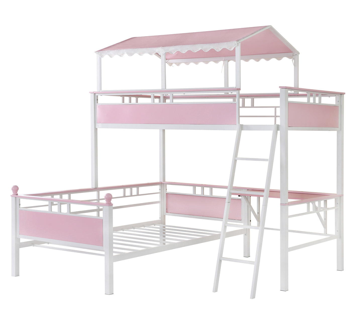 Alexia Twin Over Twin Workstation Bunk Bed Pink And White - 400119
