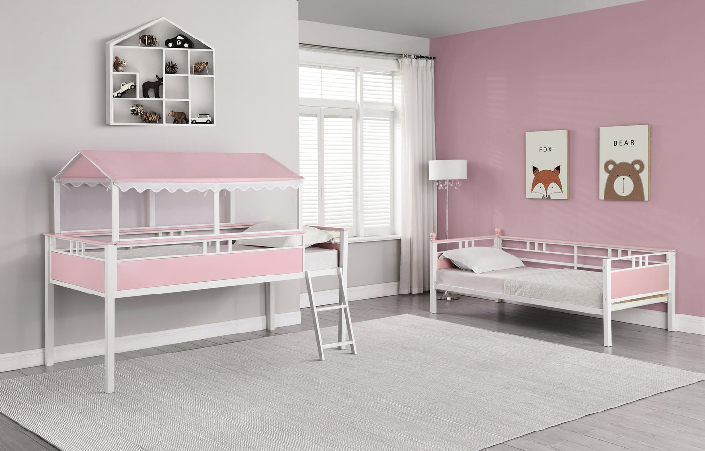 Alexia Twin Over Twin Workstation Bunk Bed Pink And White - 400119