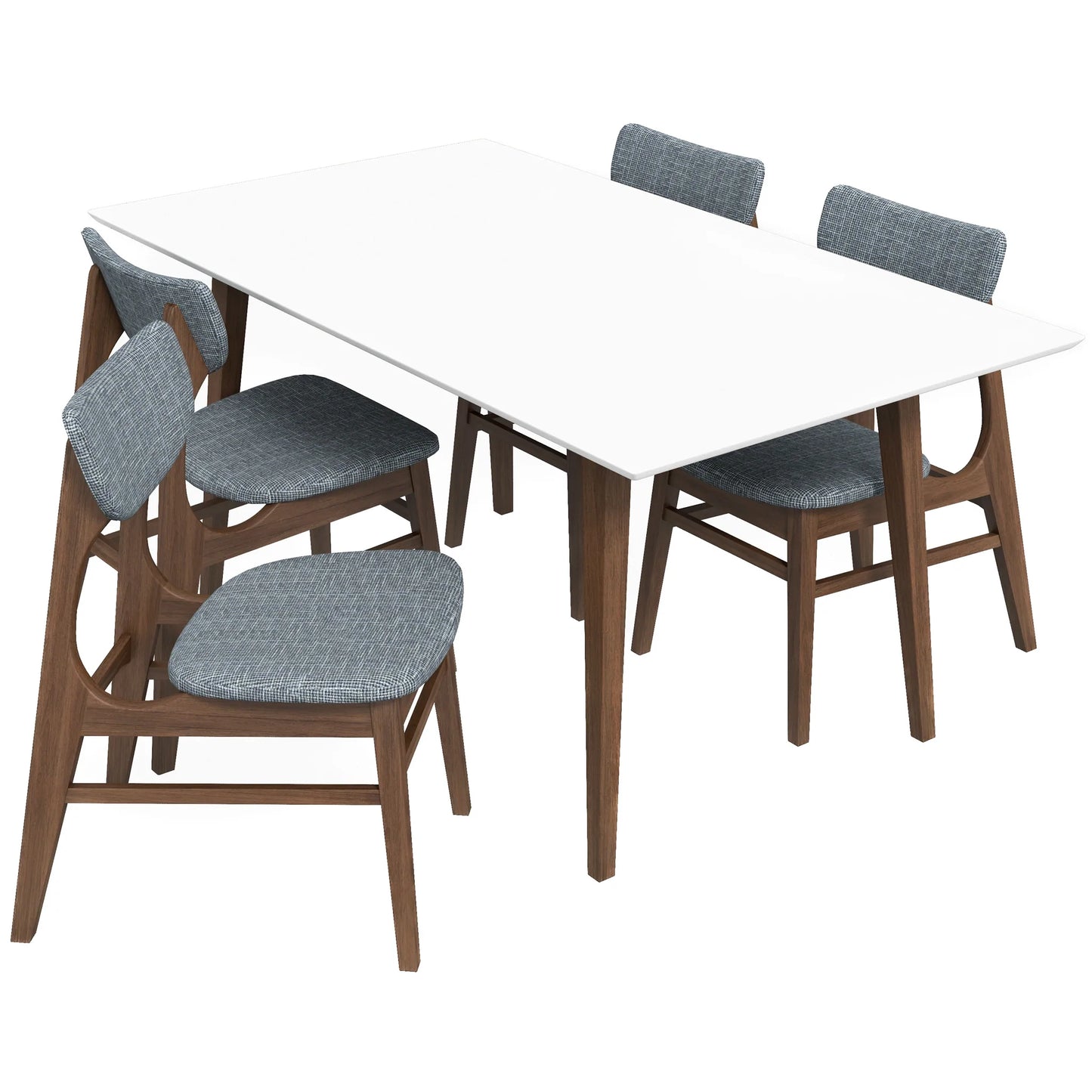 Alpine (Large-White Top) Dining Set with 4 Collins Dining Chairs