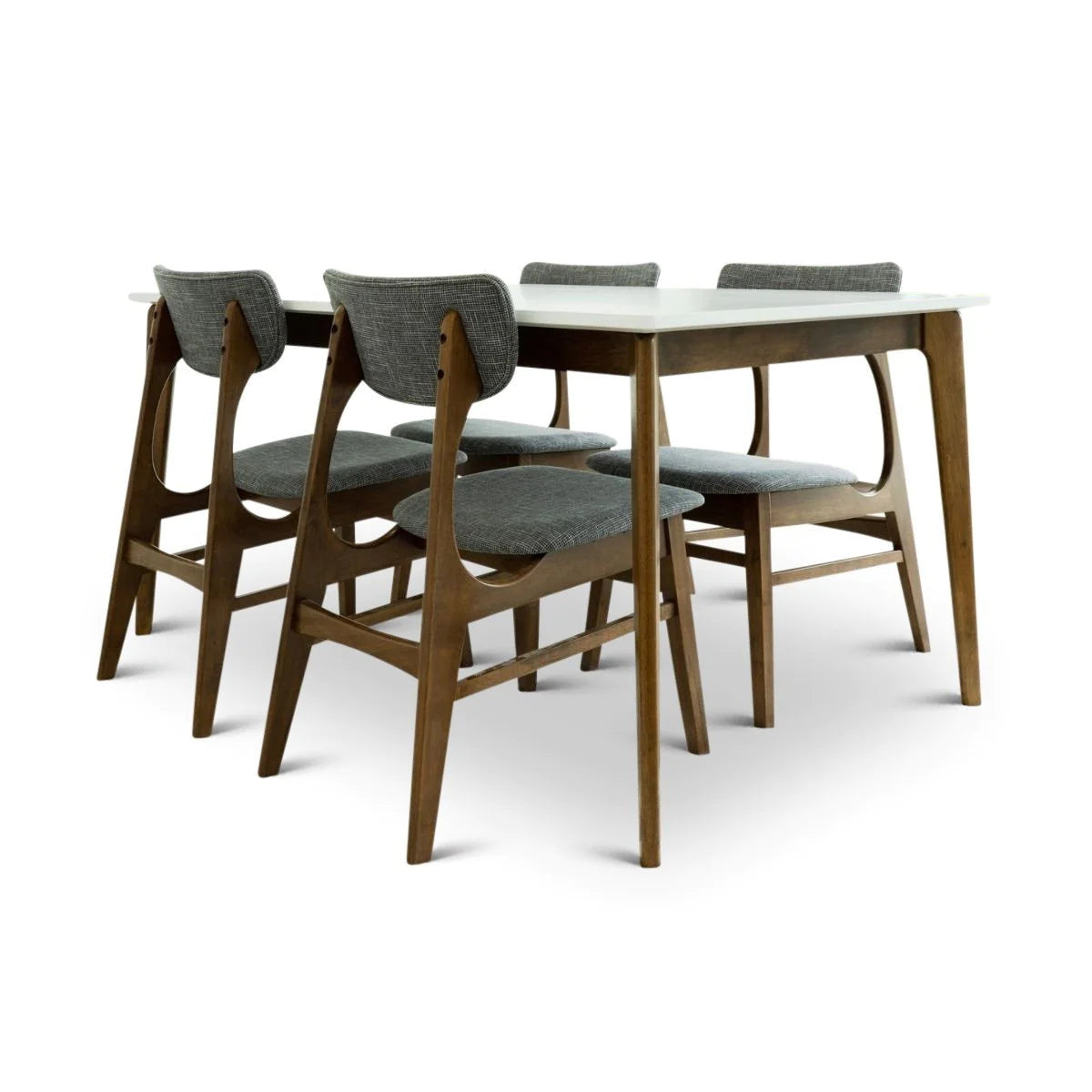 Selena Dining set with 4 Colins Grey Dining Chairs (White)
