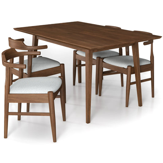 Adira (Small - Walnut) Dining Set with 4 Zola (Grey) Dining Chairs