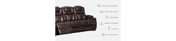 Warnerton Chocolate Power Reclining Sofa | 7540715