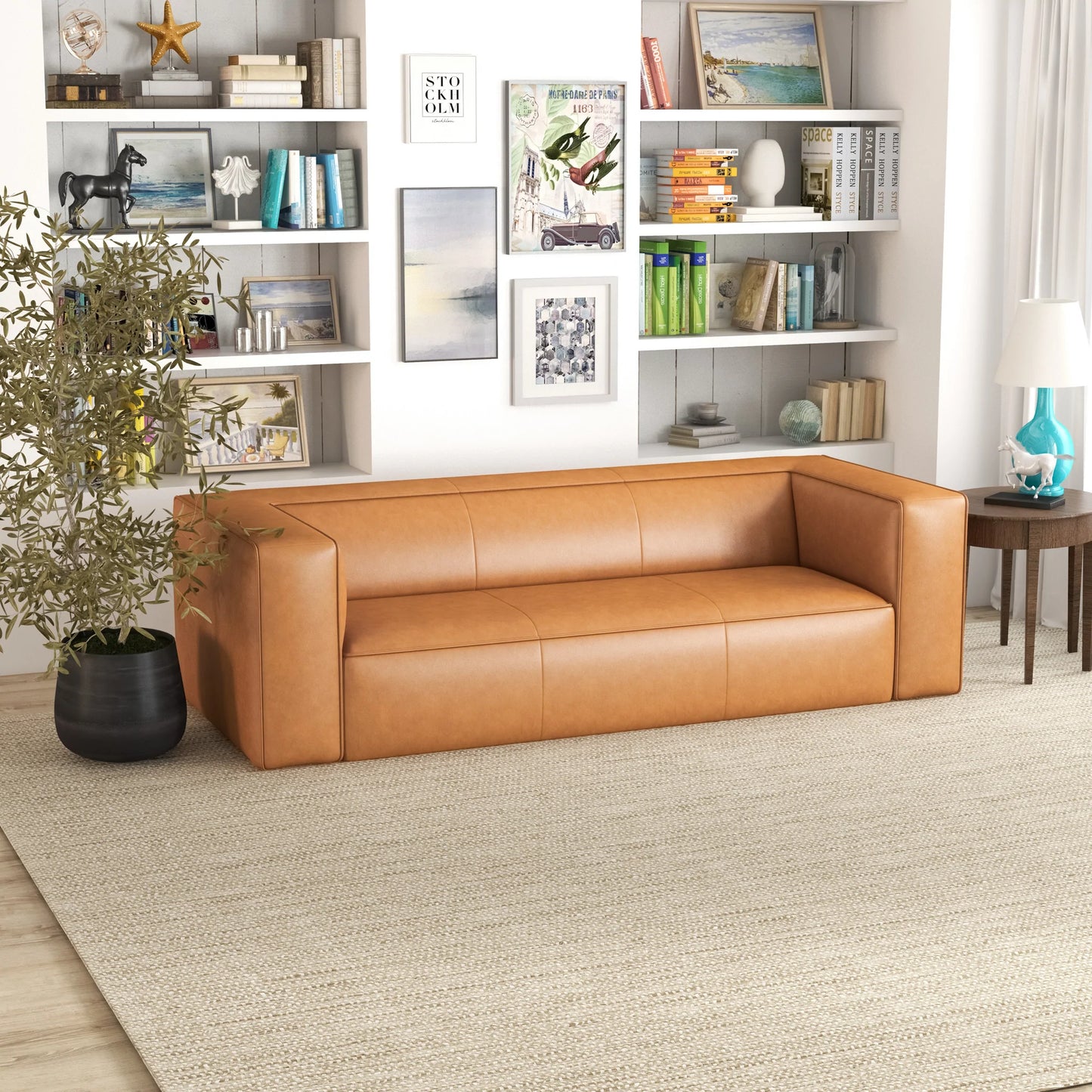 Emerson Leather Sofa (Tan)