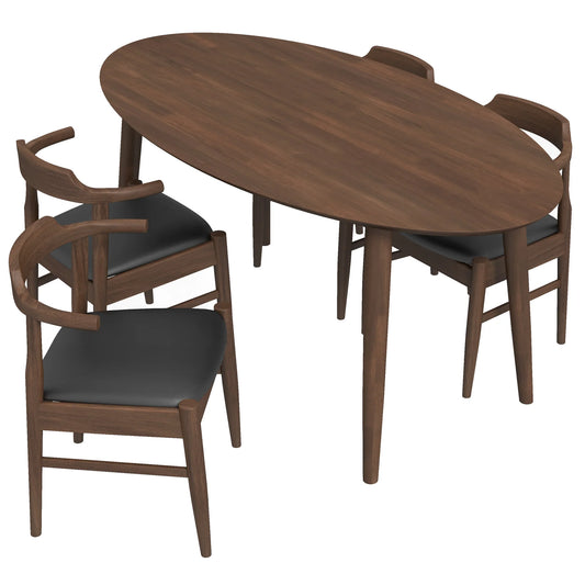 Rixos Dining set with 4 Zola Dining Chairs (Leather)