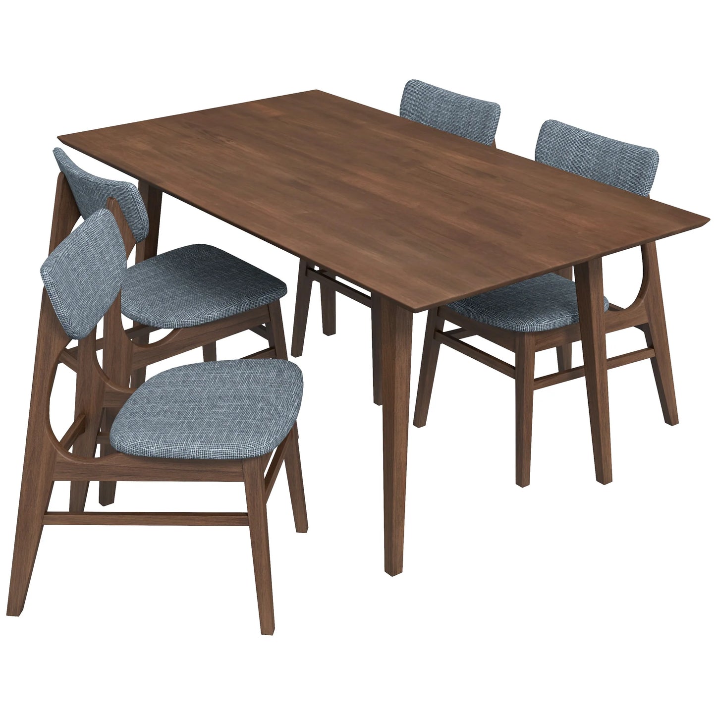 Alpine Large Dining Set with 4 Collins Dining Chairs (Walnut)