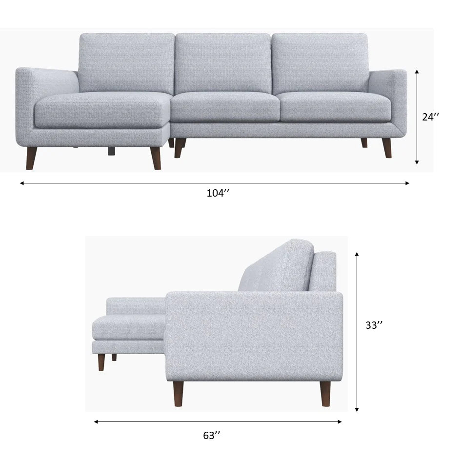Bellaire Sectional Sofa (Light Gray - Right Facing Chaise)