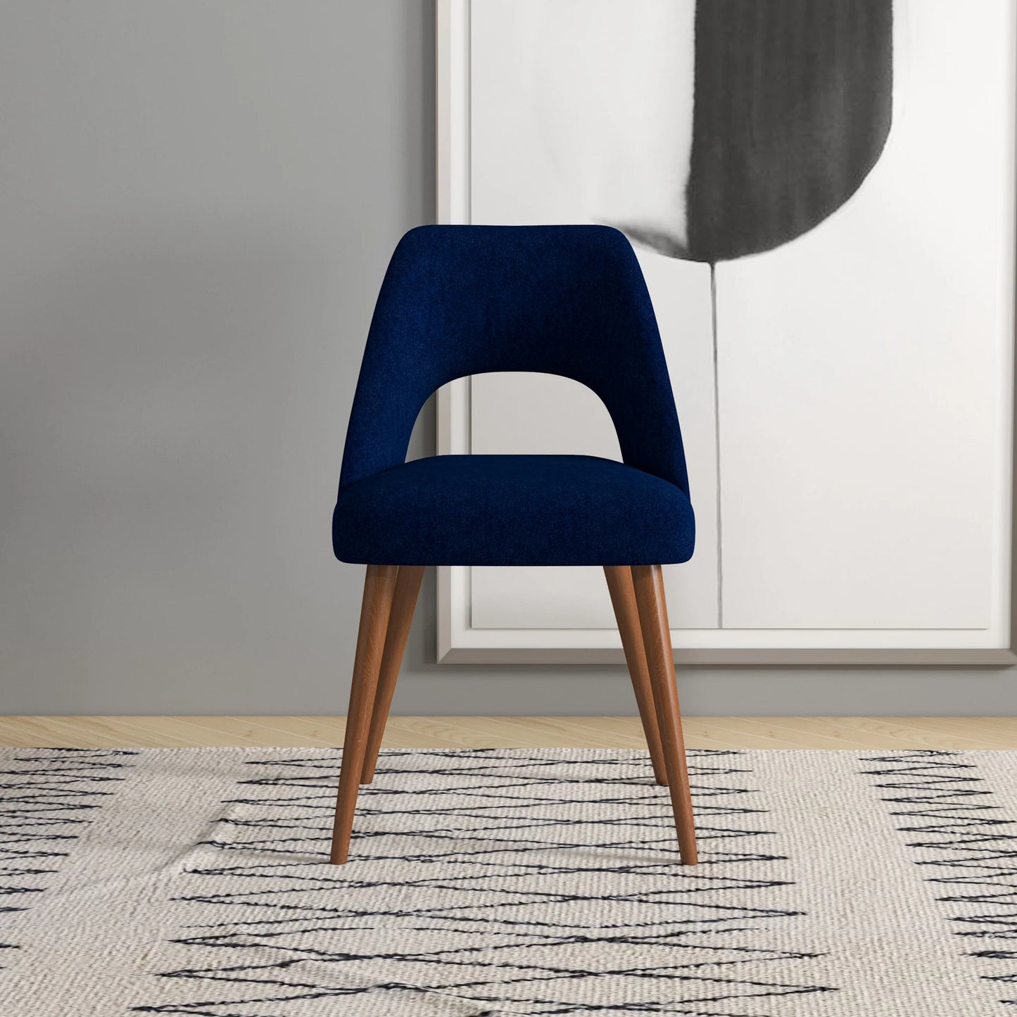 Ariana Modern Dining Chair (Navy Blue Boucle)