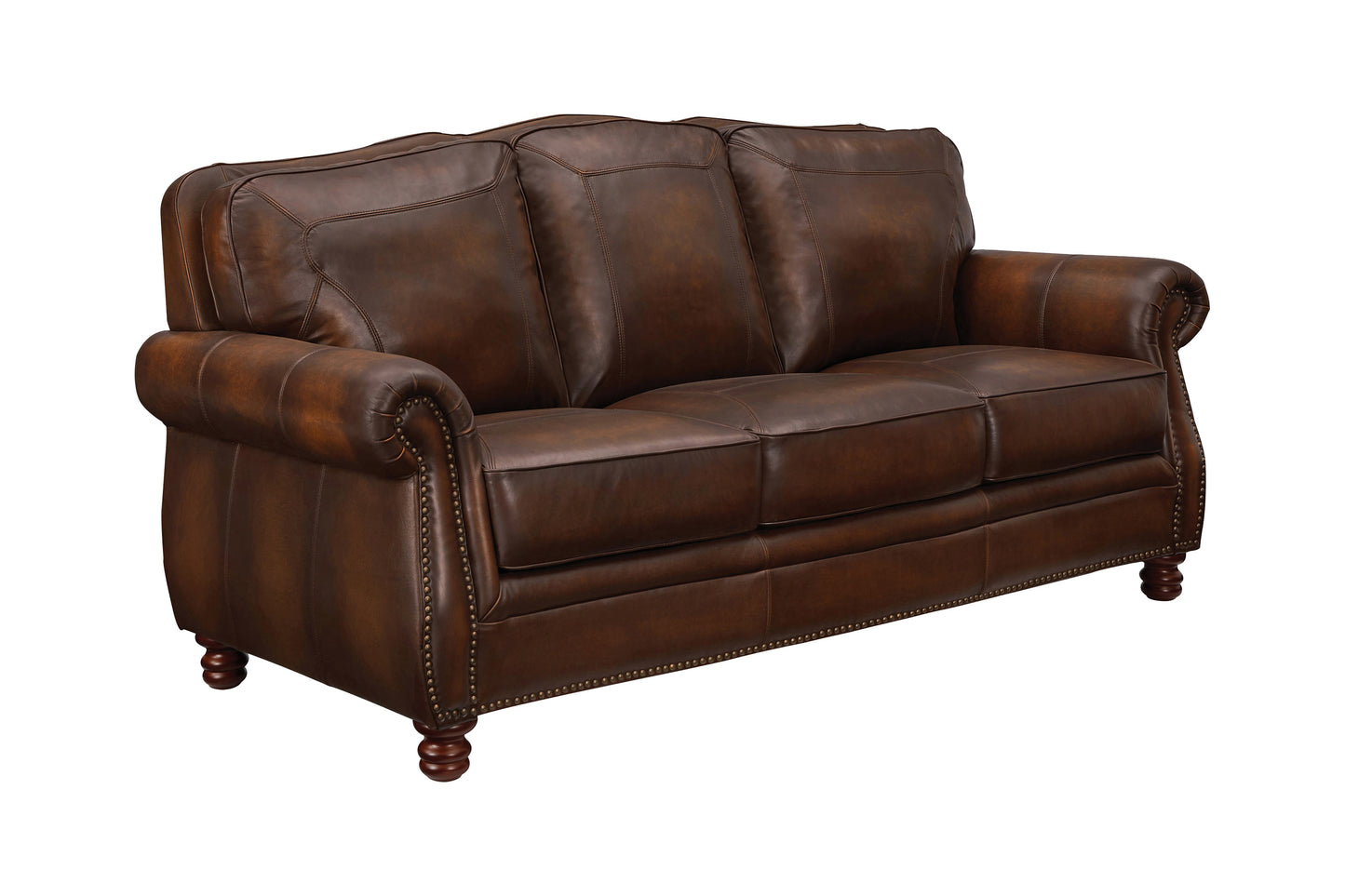 Montbrook Upholstered Rolled Arm Living Room Set Hand Rubbed Brown - 503981-S3