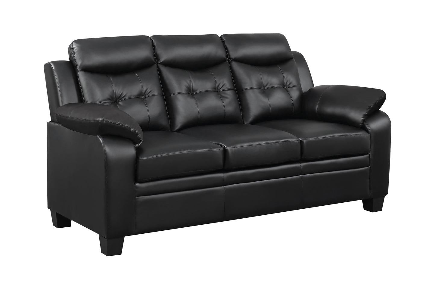 Finley Upholstered Pillow Top Arm Living Room Set Black - 506551-S3