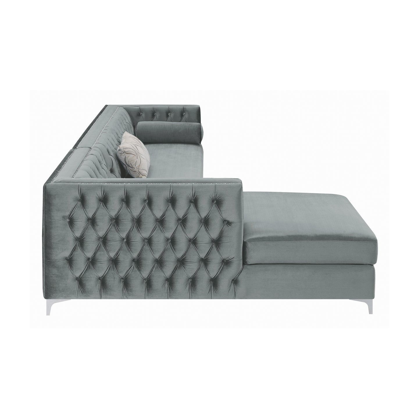 Bellaire Button-Tufted Upholstered Sectional Silver - 508280