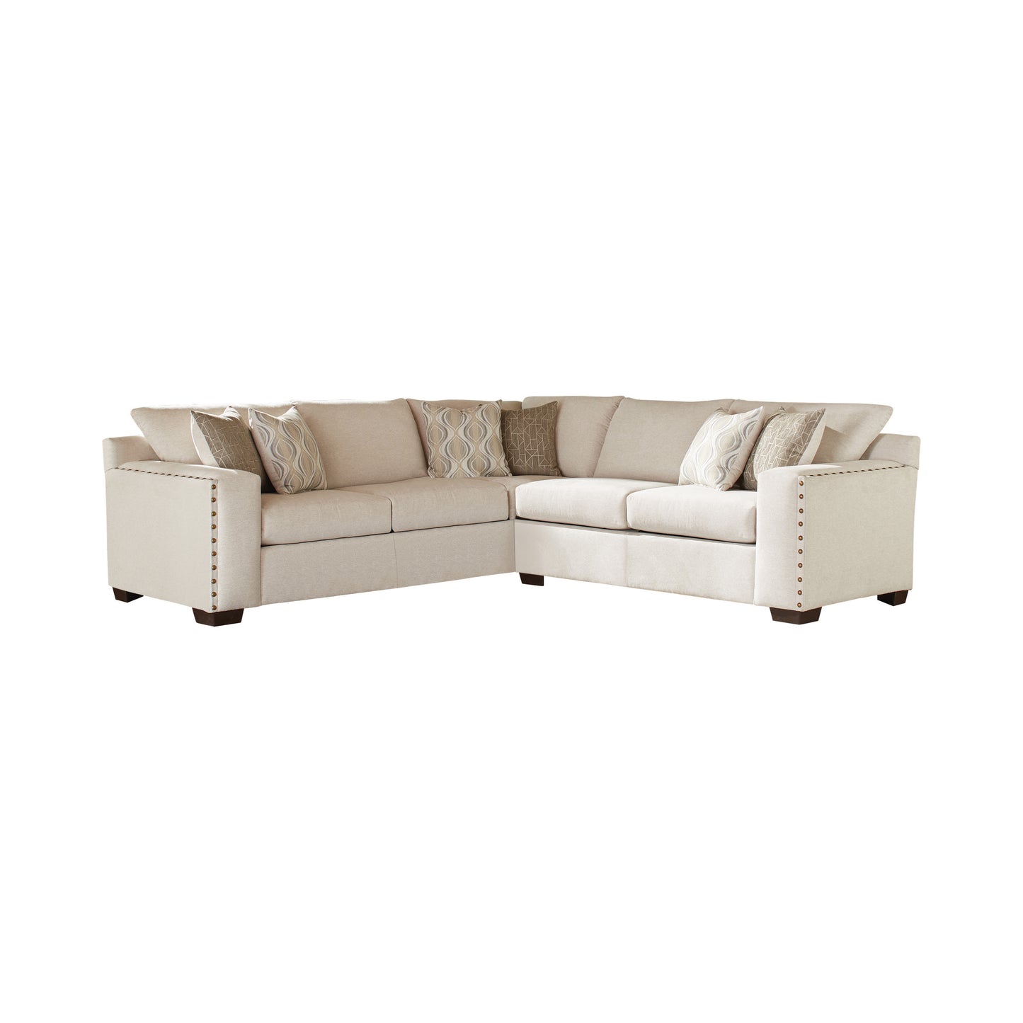 Aria L-Shaped Sectional With Nailhead Oatmeal - 508610
