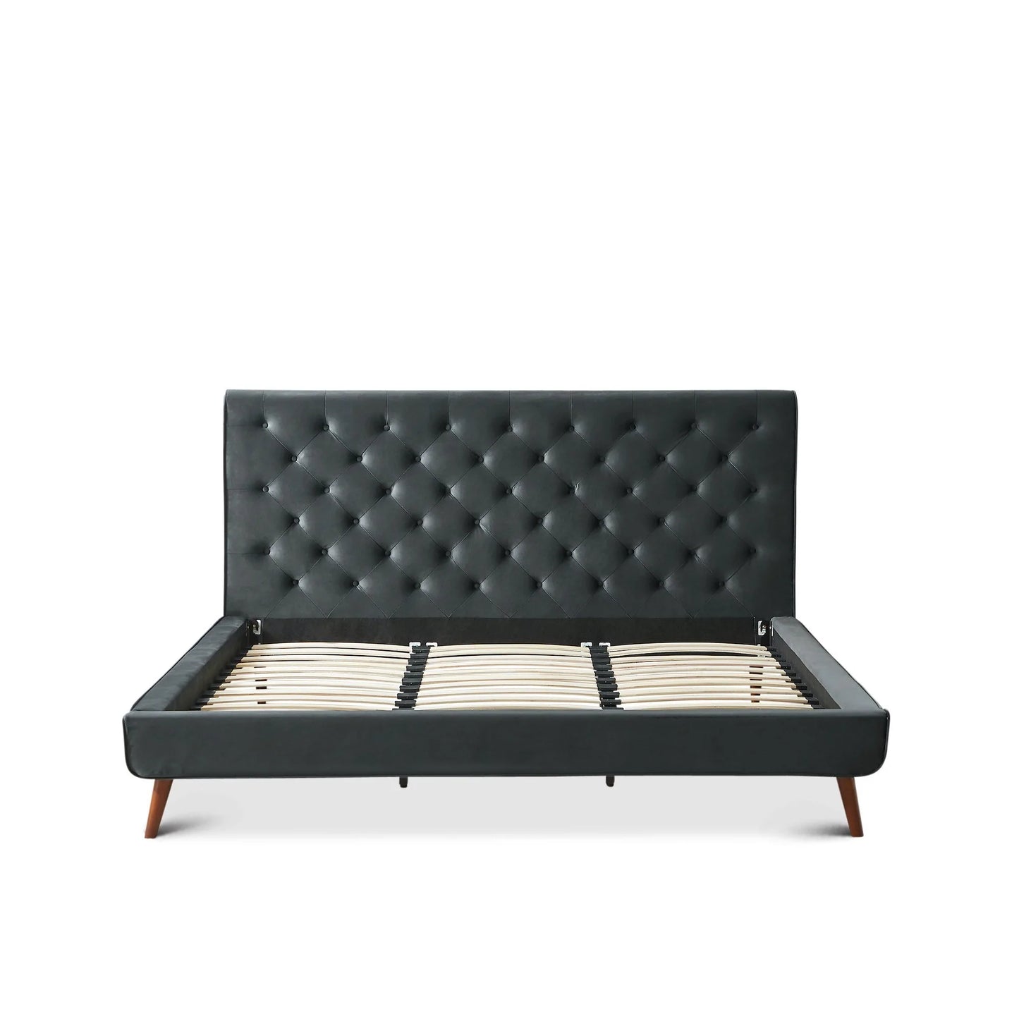 Ashley Platform Bed - Dark Gray Velvet