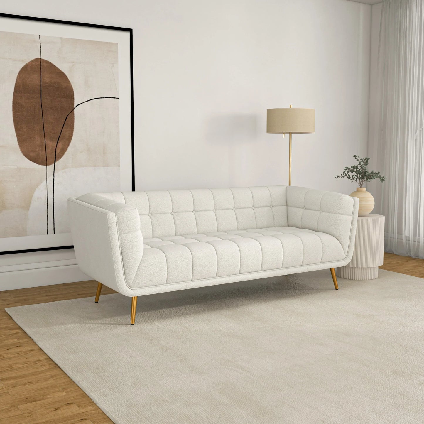 Kano Sofa (Large - Beige Boucle with Metal Feet)