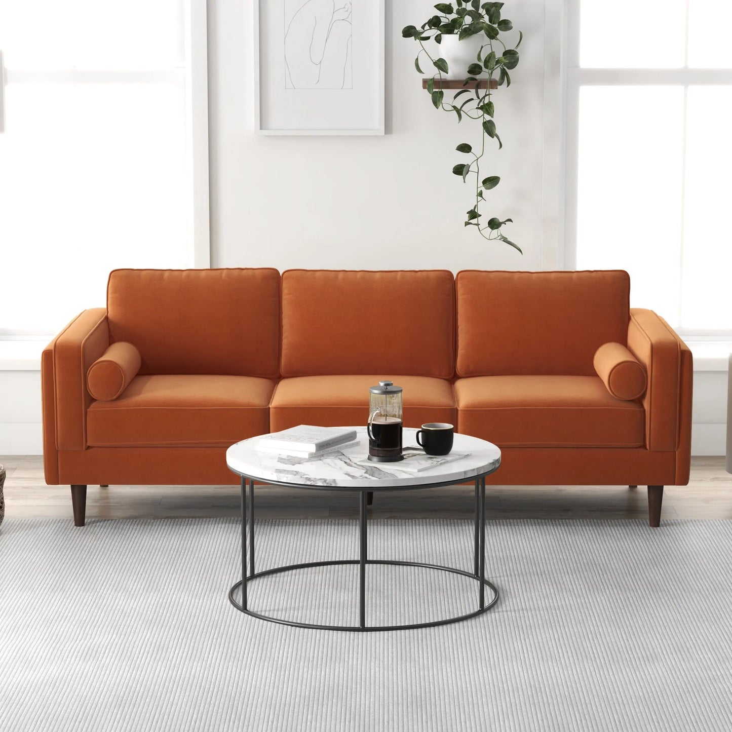 Fordham Sofa (Burnt Orange Velvet)