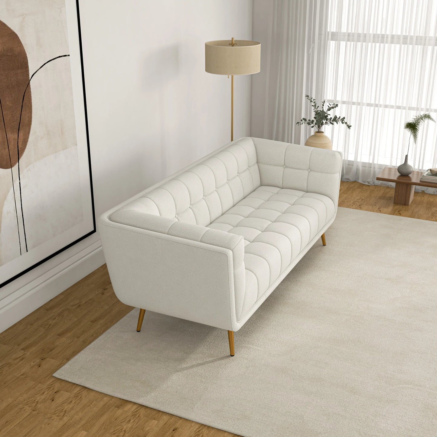 Kano Sofa (Large - Beige Boucle with Metal Feet)