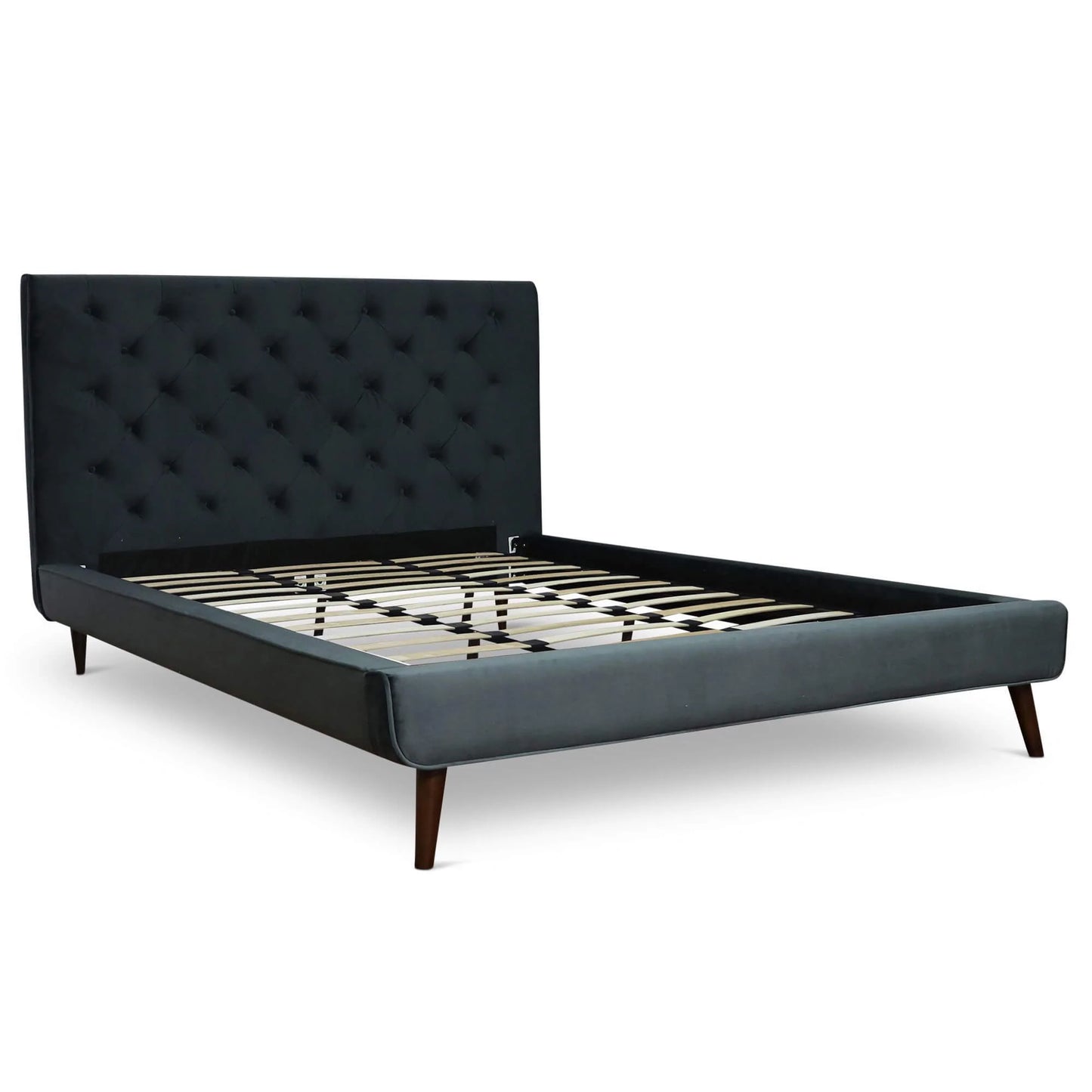 Ashley Platform Bed - Dark Gray Velvet