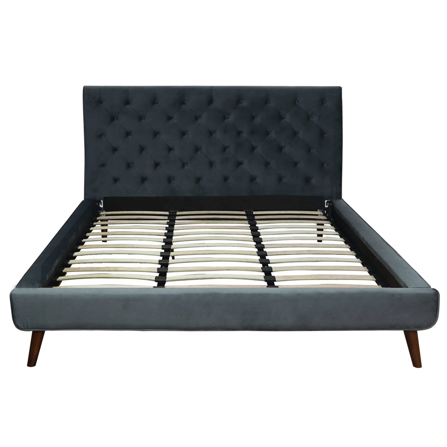 Ashley Platform Bed - Dark Gray Velvet