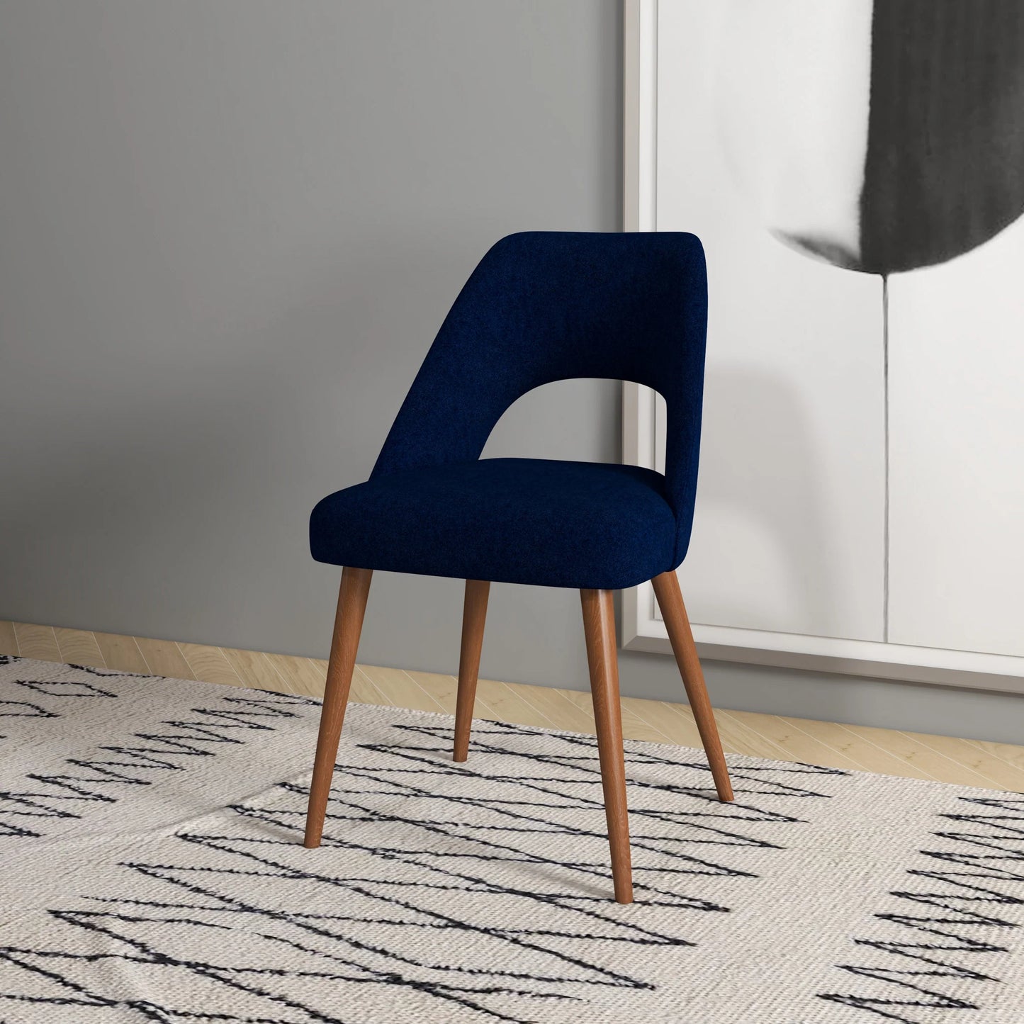 Ariana Modern Dining Chair (Navy Blue Boucle)