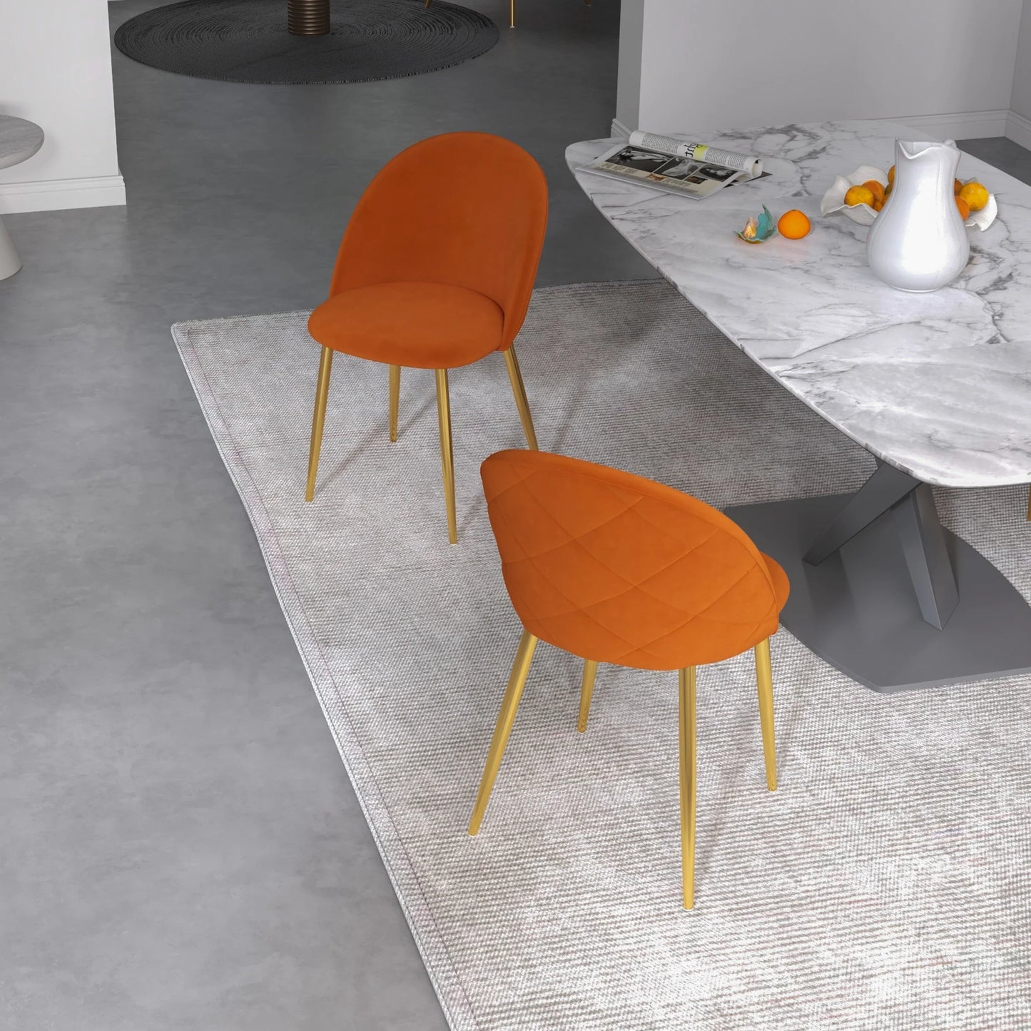Vanessa Orange Velvet Dining Chair
