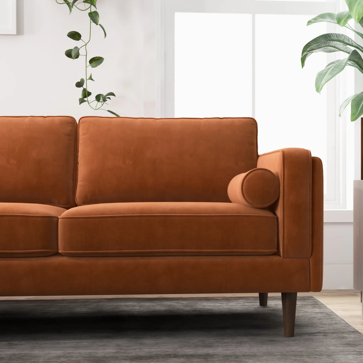 Fordham Symmetrical Corner Sofa (Orange Velvet)