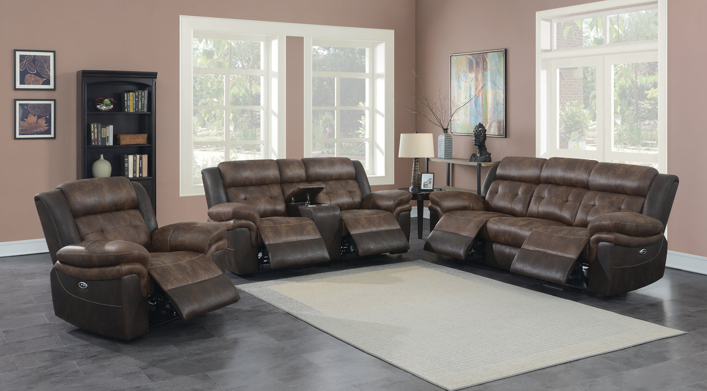Saybrook Tufted Cushion Power Living Room Set Chocolate And Dark Brown -  609141P