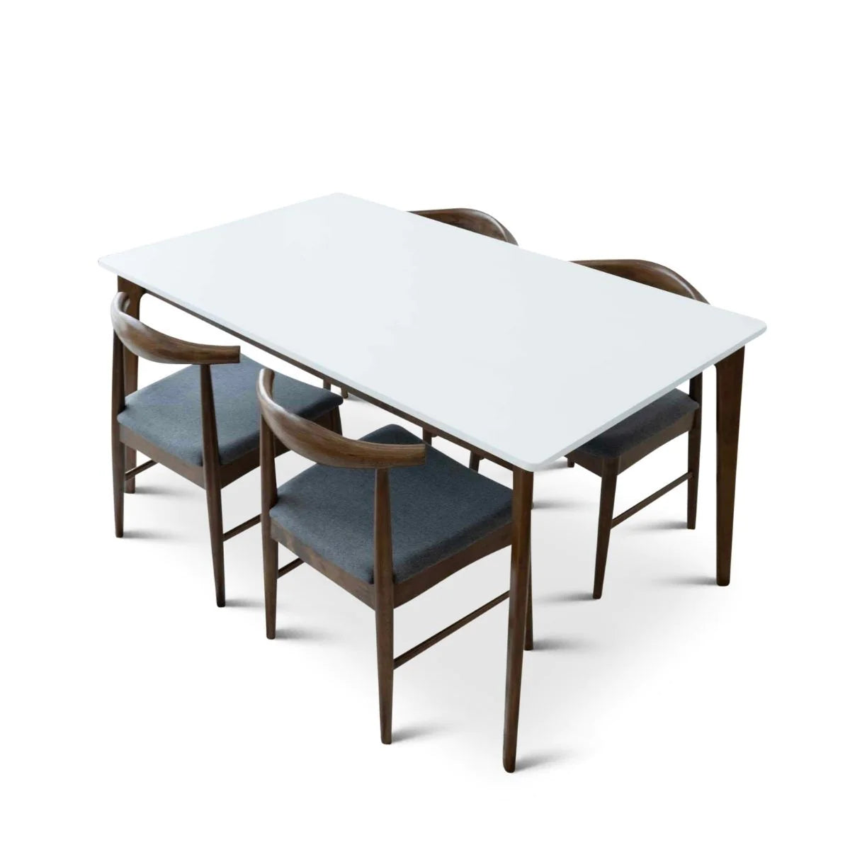 Selena Dining set with 4 Winston Grey Dining Chairs (White Top)