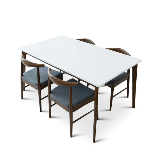 Selena Dining set with 4 Winston Grey Dining Chairs (White Top)